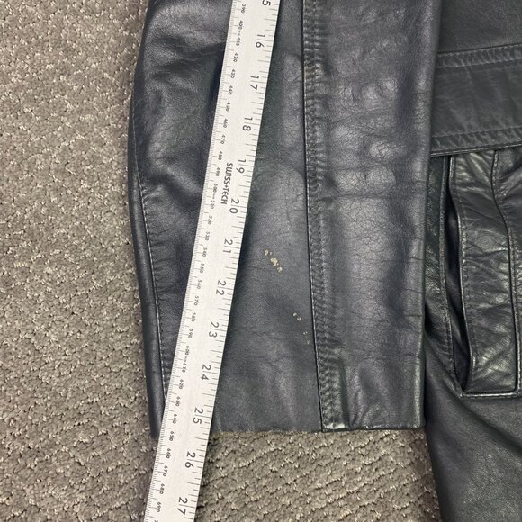 Vintage 70s Sears Leather Jacket Men's 46 Gray Zip In Liner Fight Club - Picture 13 of 15